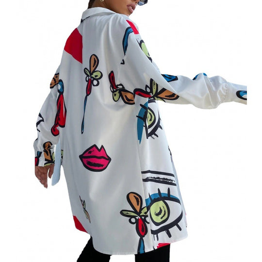 Damen Karierte Overshirt-Jacke mit kreativem Muster Fudus