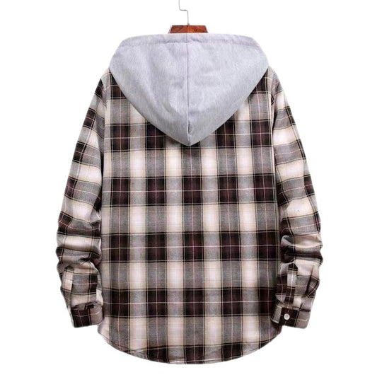 Damen Karierte Flanelljacke mit Kapuze Fudus