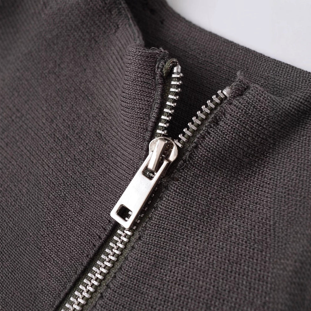 Damen lässige Strickjacke mit asymmetrischem Schnitt und Reißverschluss Fudus