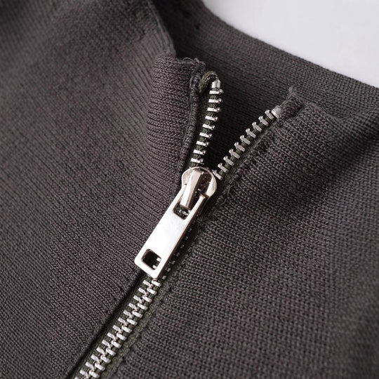 Damen lässige Strickjacke mit asymmetrischem Schnitt und Reißverschluss Fudus