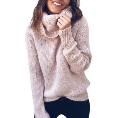 Damen Kuscheliger Pullover mit hohem Kragen und weicher Struktur Fudus