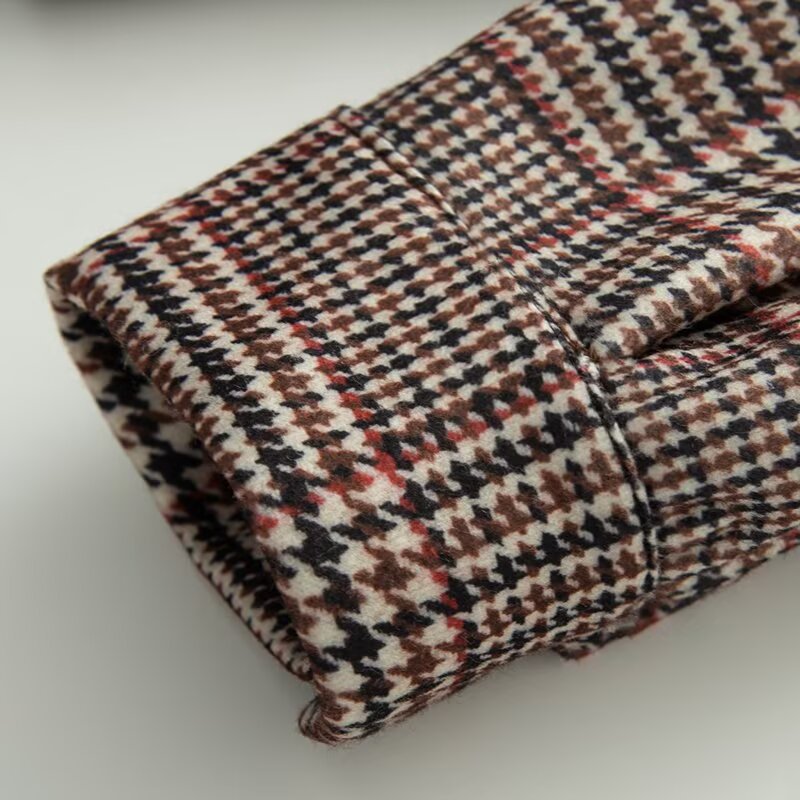 Damen Karierte Übersize-Jacke mit hohen Kragen und elastischem Bund Fudus