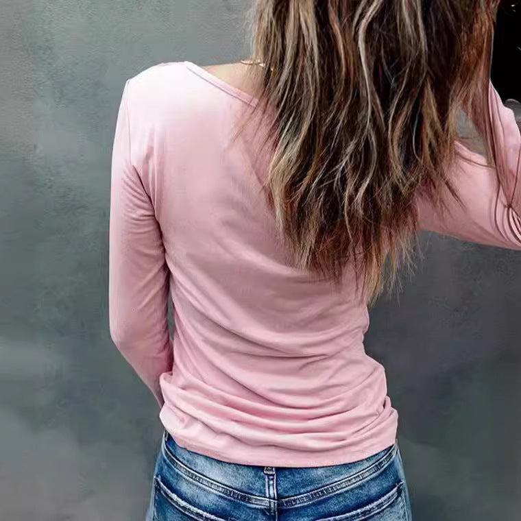 Damen Langarmshirt mit Spitzenbesatz Fudus