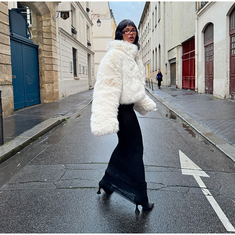 Damen Kuschelige Kurzjacke mit weichem Kunstfell Fudus