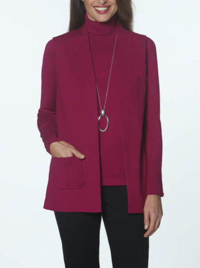 Damen Strickjacke mit hohem Kragen und praktischen Taschen Fudus