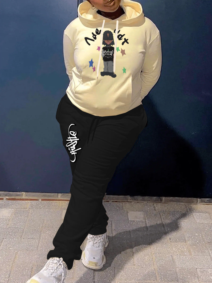 Damen Hoodie und Jogginghose Set mit kreativem Design Fudus