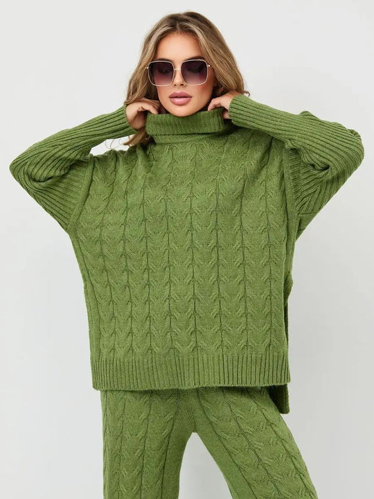 Damen Grobstrickpullover mit hohem Kragen Fudus