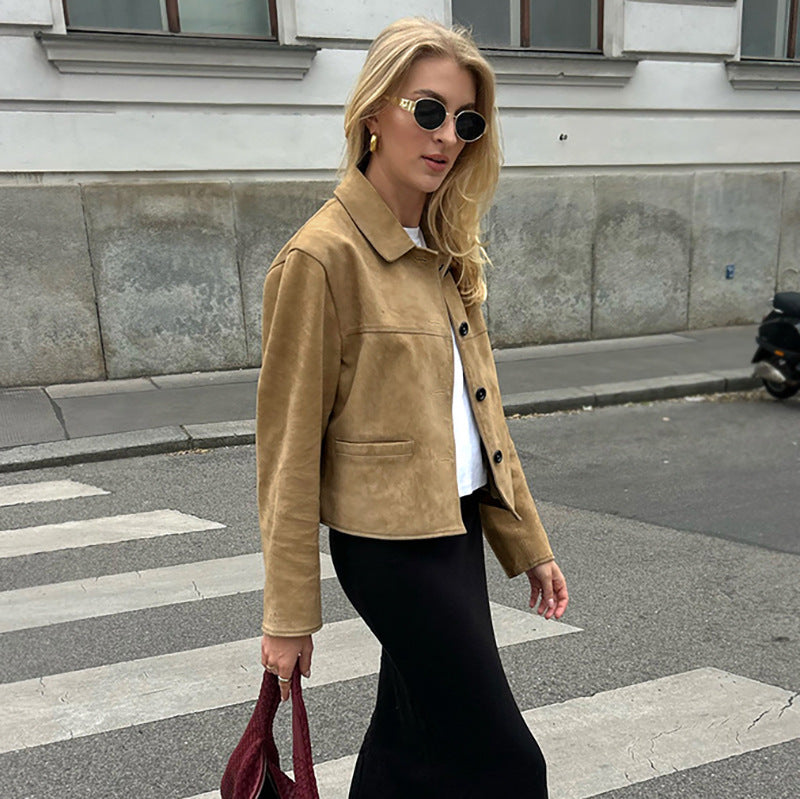 Damen Kunstlederjacke im urbanoen Stil mit modernem Schnitt Fudus