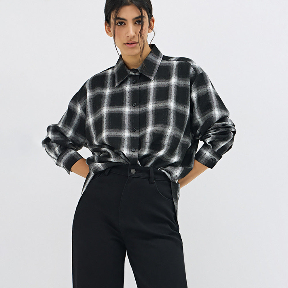 Damen karierte Langarmbluse Fudus