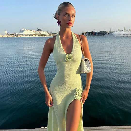 Damen Hochwertiges Strandkleid mit kreativem Floral-Design Fudus