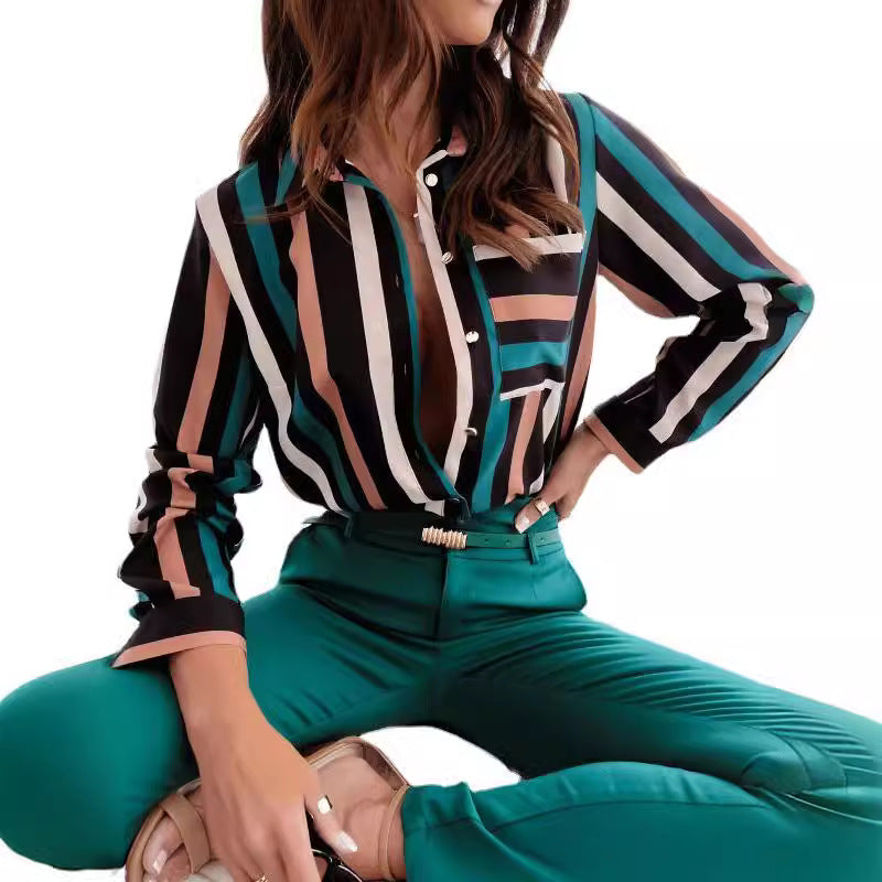 Damen Hemdbluse mit floralem Design und modernem Schnitt Fudus