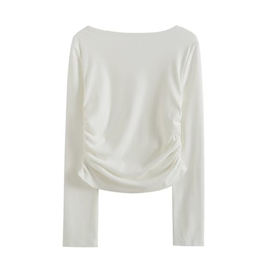 Damen langärmliges Shirt mit raffiniertem Drapé Fudus