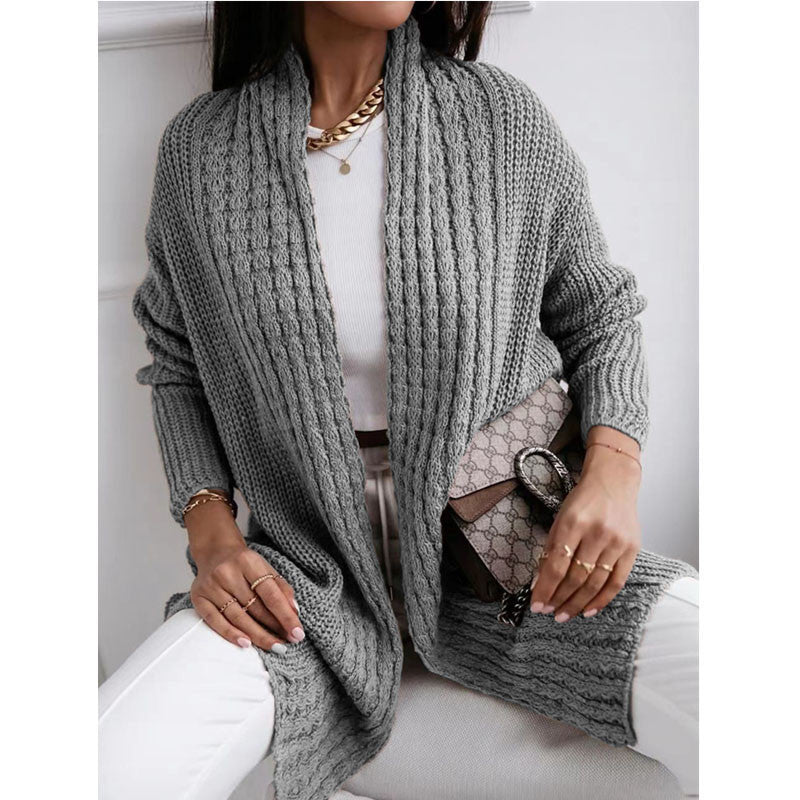 Damen Grobstrick Cardigan mit offenem Schnitt und modischem Strukturdesign Fudus