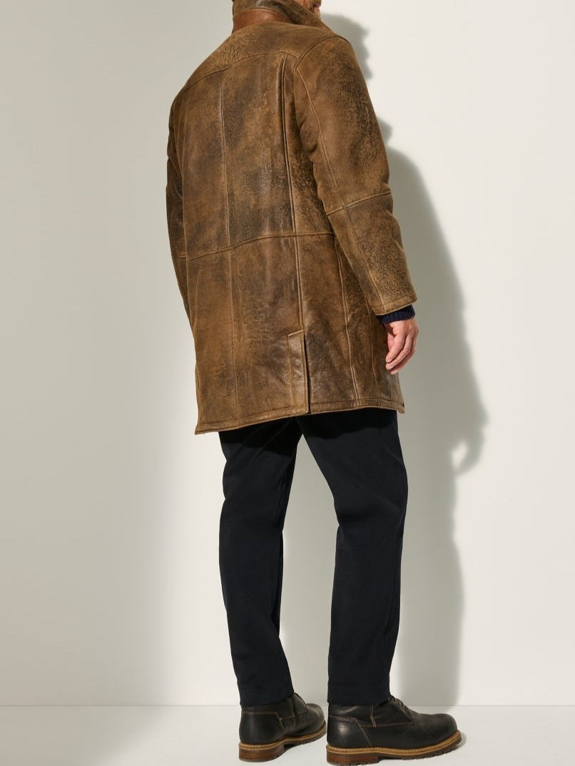 Herren hochwertige Lammfelljacke mit versatilem Stehkragen Fudus