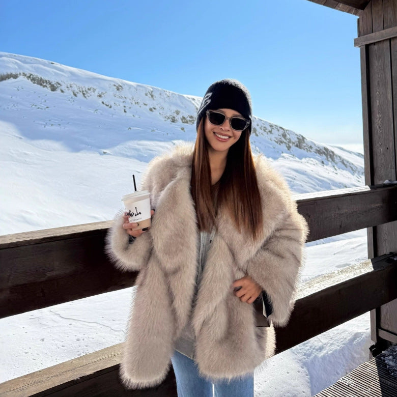 Damen kuscheliger Fellmantel Fudus