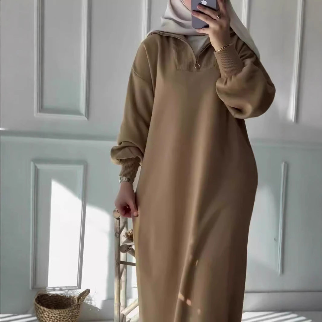 Damen Kapuzenkleid mit Reißverschluss und lässigem Schnitt Fudus