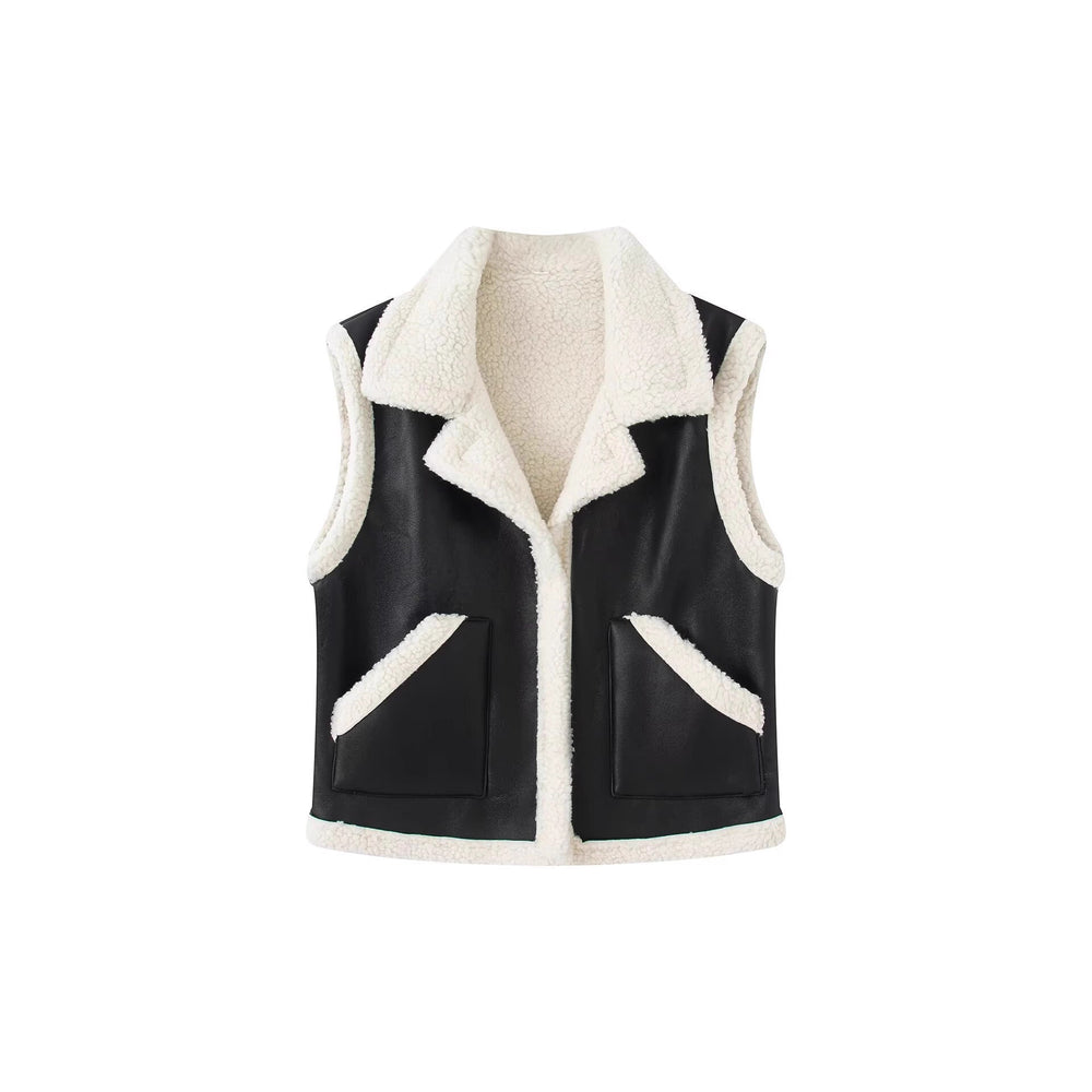 Damen Kunstfelljacke mit stylishen Details und praktischen Taschen Fudus