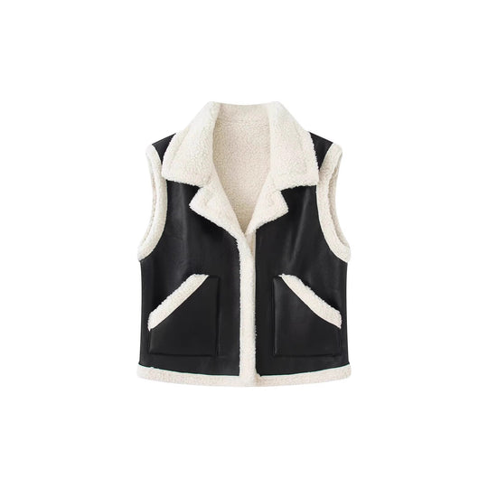 Damen Kunstfelljacke mit stylishen Details und praktischen Taschen Fudus