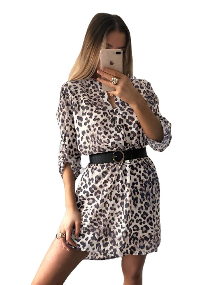 Damen Kleid mit geometrischem Muster und eleganter Taillierung Fudus