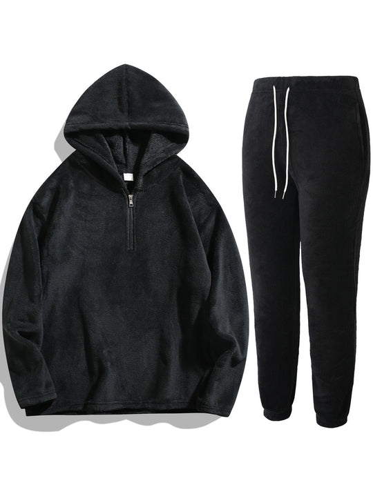 Damen Kapuzensweater und Jogginghose Set aus kuscheligem Fleece Fudus