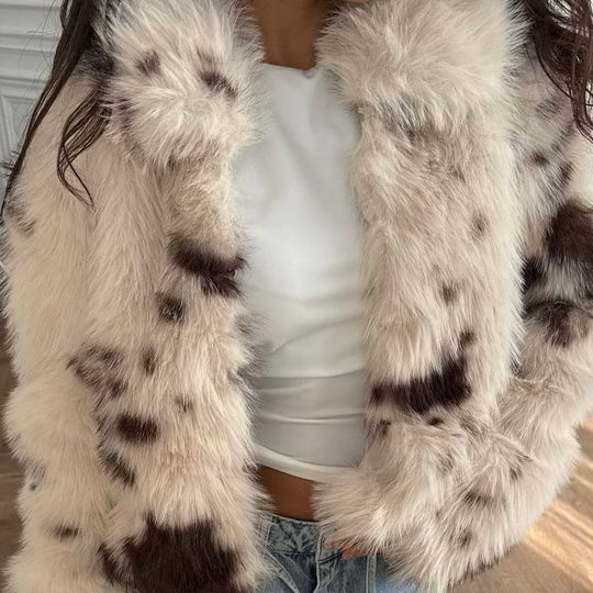 Damen Kunstfelljacke mit modernem Design und hohem Kragen Fudus