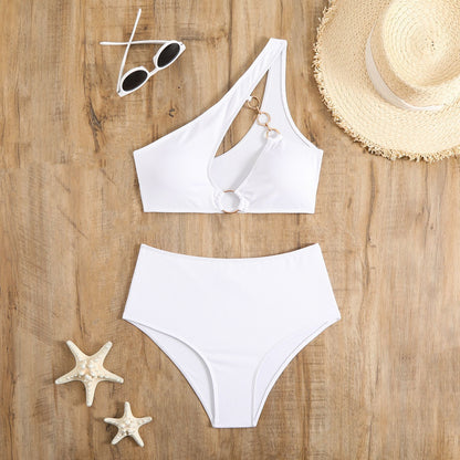 Damen Bikini Set Asymmetrisch Cut Out High Waist Rückenfrei