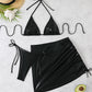 Bikini Set Damen Schimmernd Triangle Wickelrock