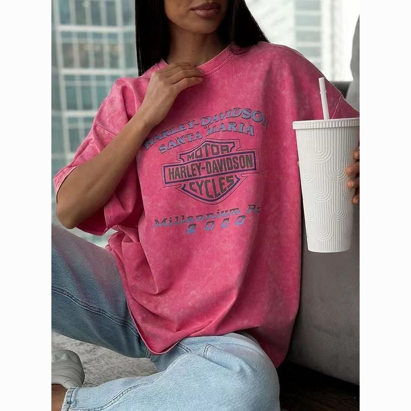 Damen Oversized T Shirt Mit Auffälligem Grafikdruck