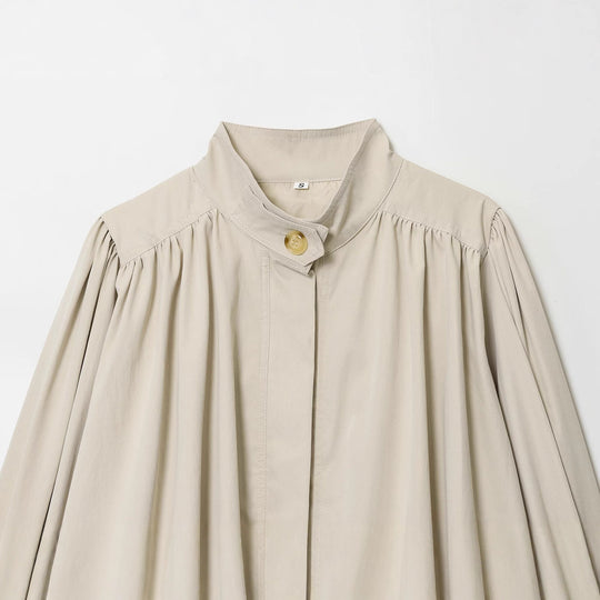 Damen lässige Bluse mit voluminösen Ärmeln und dekorativem Knopf Fudus