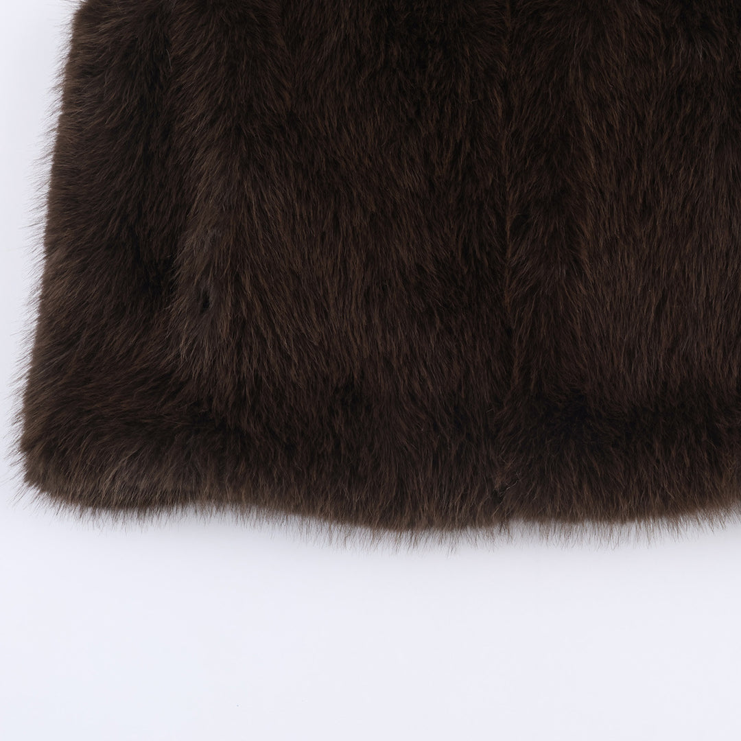 Damen Kunstfellweste mit hohem Stehkragen Fudus