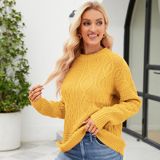 Damen Grobstrickpullover mit strukturiertem Zopfmuster Fudus