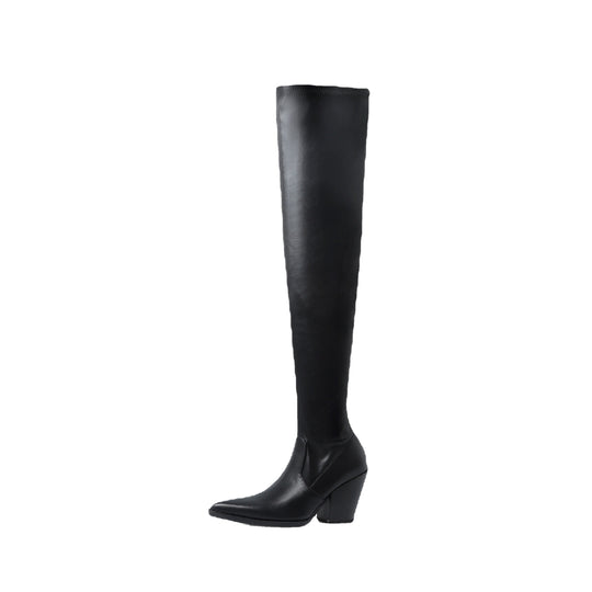 Damen High-Heel Overknee-Stiefel mit schickem Riemendesign Fudus