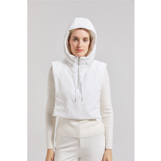 Damen Kapuzenweste mit hohem Kragen und verstellbarem Saum Fudus