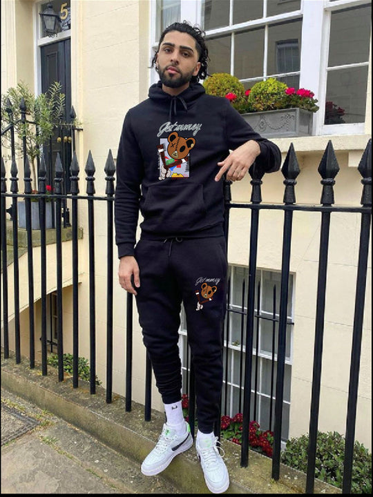 Damen Hoodie und Jogginghose Set mit kreativem Bärenmotiv Fudus