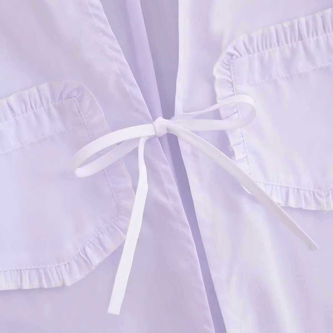 Damen lässige Bluse mit Rüschendetails und Kordelzug Fudus