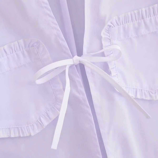 Damen lässige Bluse mit Rüschendetails und Kordelzug Fudus