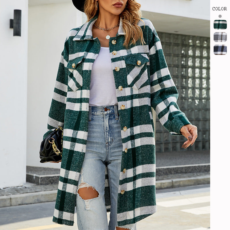 Damen Karierte Überhemdjacke Fudus