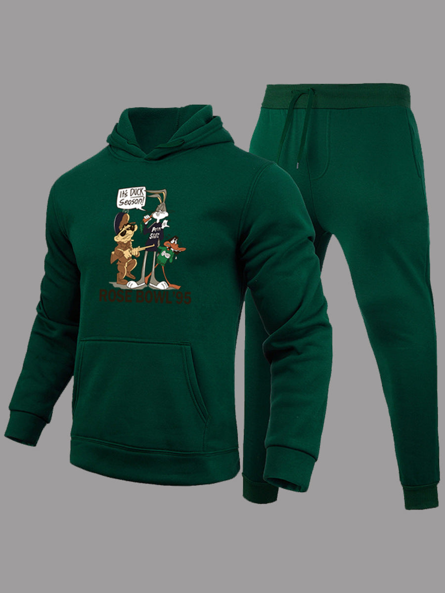 Damen Hoodie und Jogginghose Set mit kreativem Cartoon-Motiv und bequemer Passform Fudus
