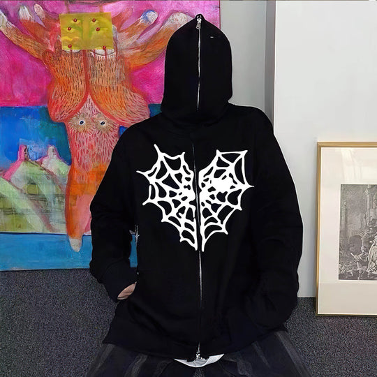 Damen Hoodie mit auffälligem Spinnennetz-Design Fudus