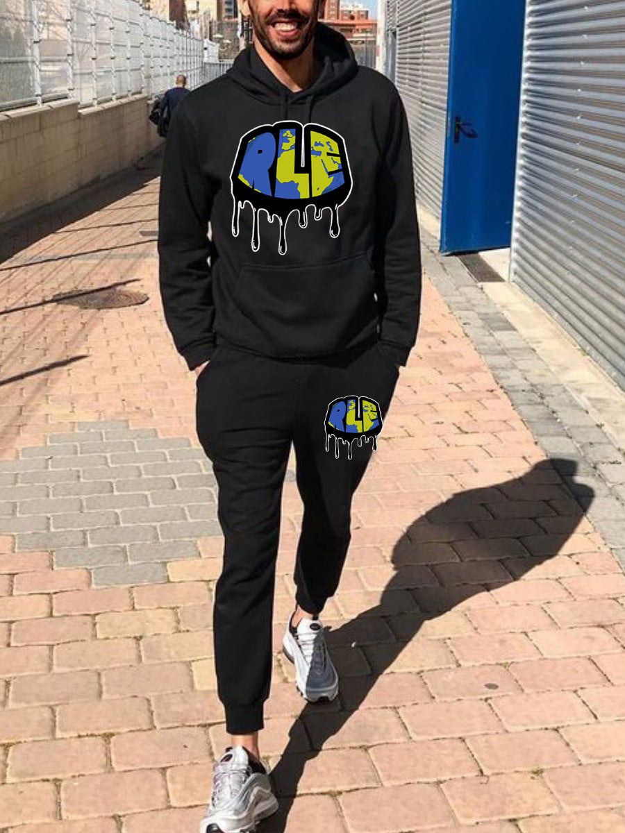 Damen Kapuzenpullover und Jogginghose Set mit kreativem Graffiti-Design Fudus