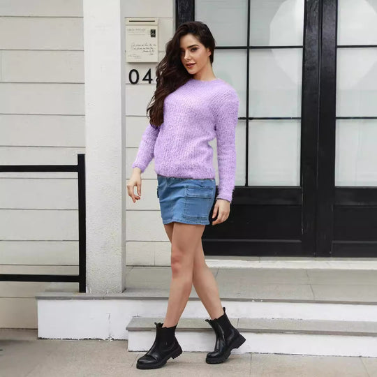 Damen kuscheliger Pullover mit weichem Material und elegantem Design Fudus