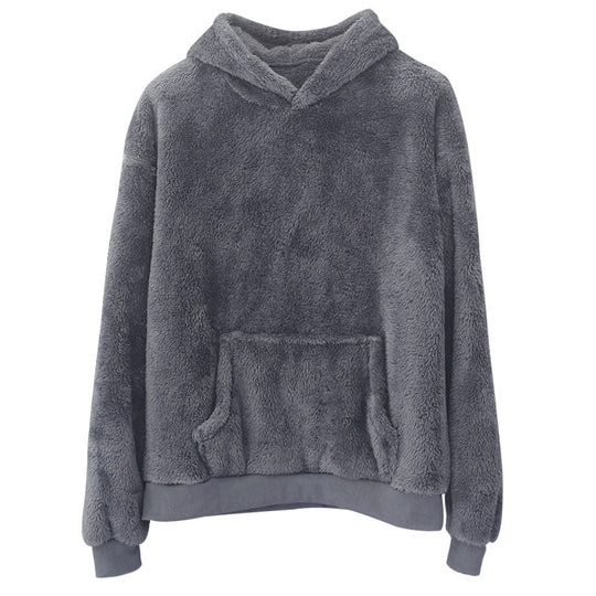 Damen kuscheliger Fleece-Hoodie mit Kängurutasche und elastischen Bündchen Fudus