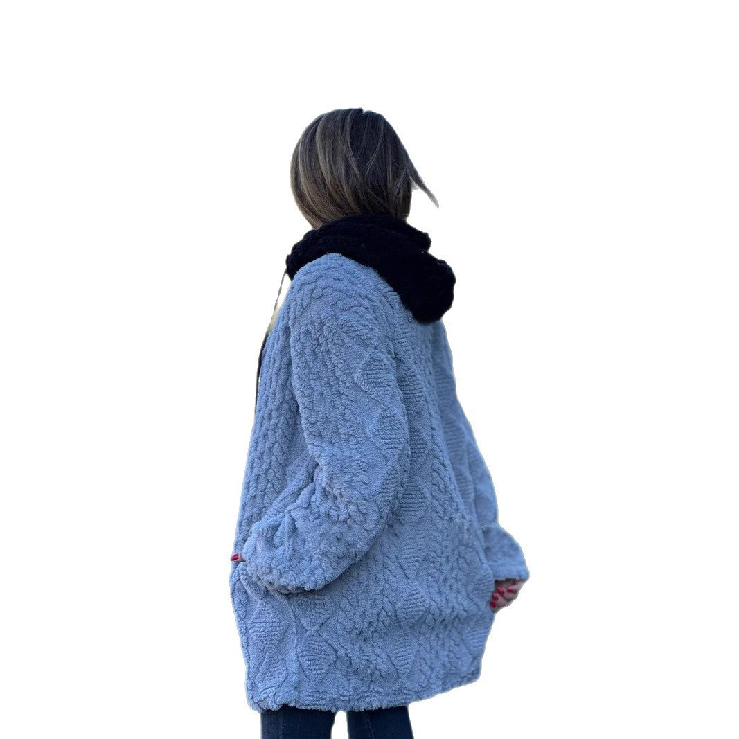 Damen Kuscheljacke aus weichem Teddy-Fleece mit Reißverschluss Fudus
