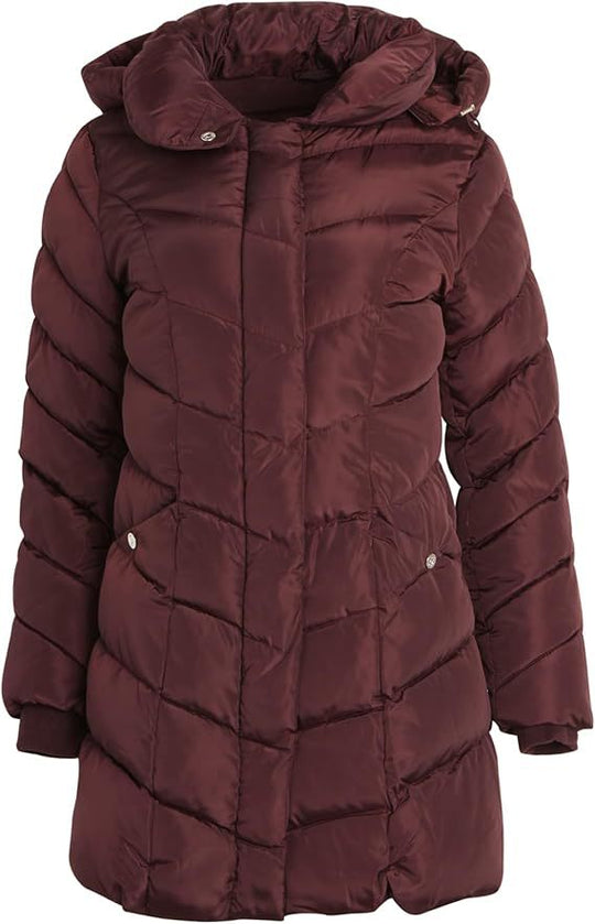 Damen Langer gesteppter Winterparka mit hochgeschlossenem Kragen Fudus