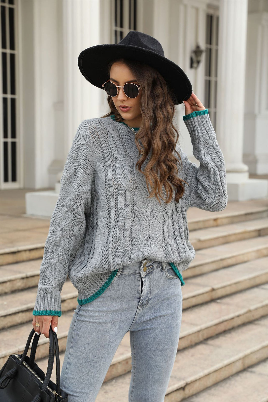 Damen Grobstrickpullover mit lässiger Passform und strukturiertem Design Fudus