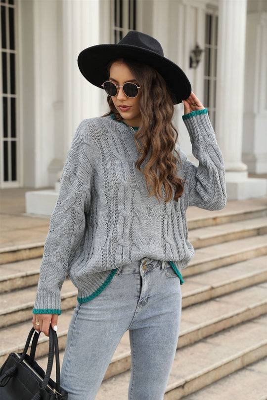 Damen Grobstrickpullover mit lässiger Passform und strukturiertem Design Fudus