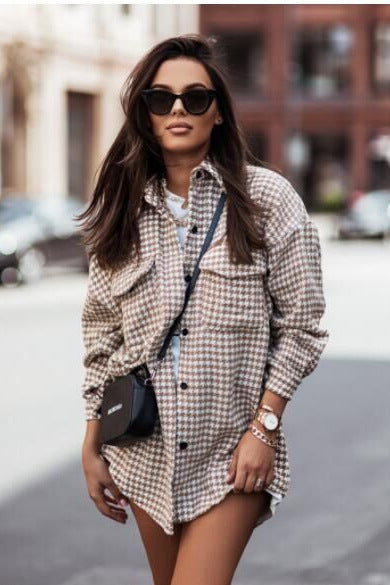 Damen Karierte Overshirt Jacke Fudus