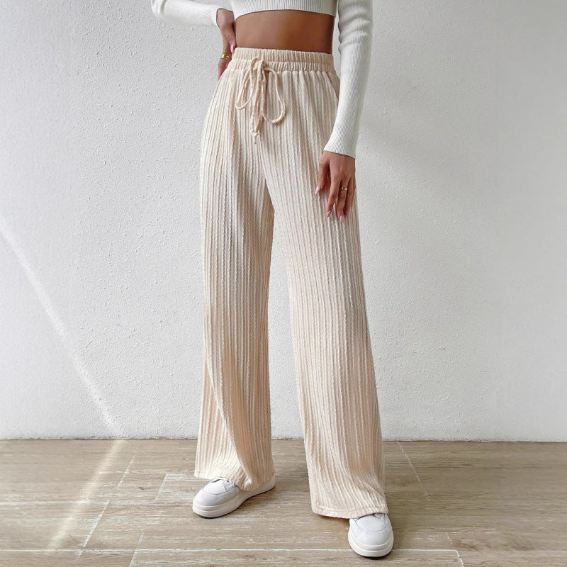 Damen Komfortable Weite Freizeithosen im Ripp-Design Fudus