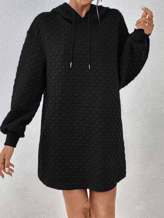 Damen Kapuzenkleid aus strukturiertem Material Fudus