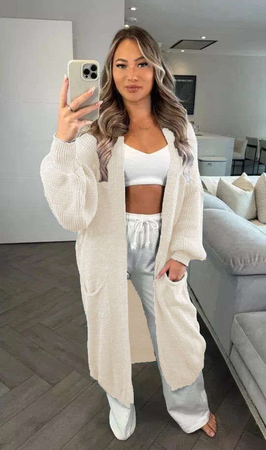 Damen Grobstrickcardigan im lässigen Oversized-Stil mit praktischen Taschen Fudus